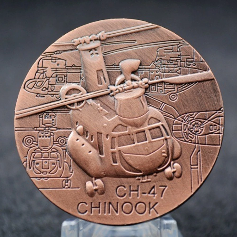 CH47 Chinook Helicopter Copper Plated Souvenir Coin Military Fans US Army Challenge Coin Honor Commemorative Coins