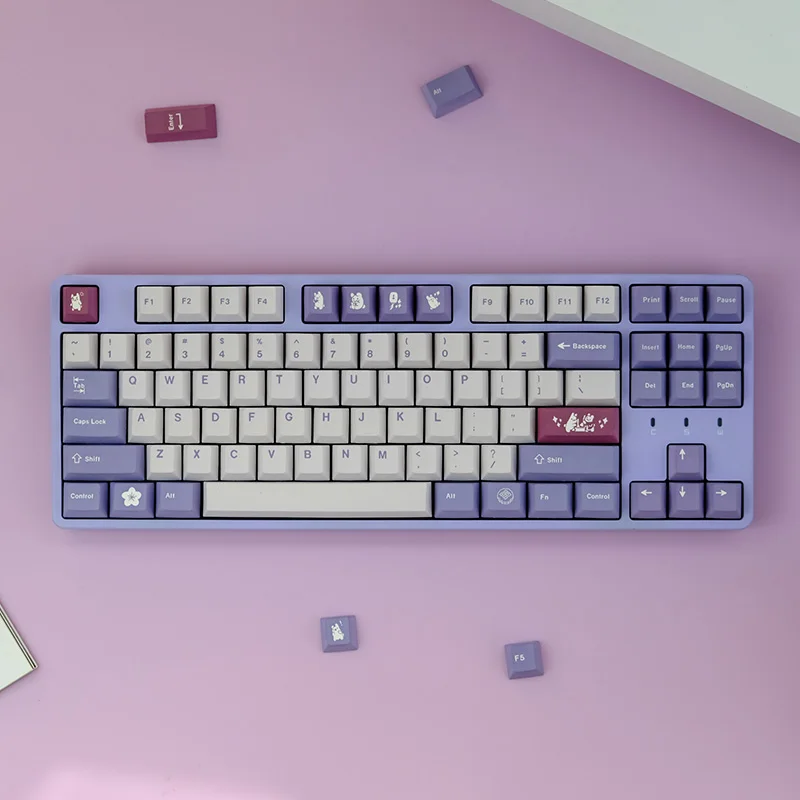 129 Phím Thỏ Theo Chủ Đề Keycaps DEY-SUB Anh Đào Hồ Sơ PBT Tùy Chỉnh Keycaps Cho Gateron Switch Cherry MX Bàn Phím Cơ