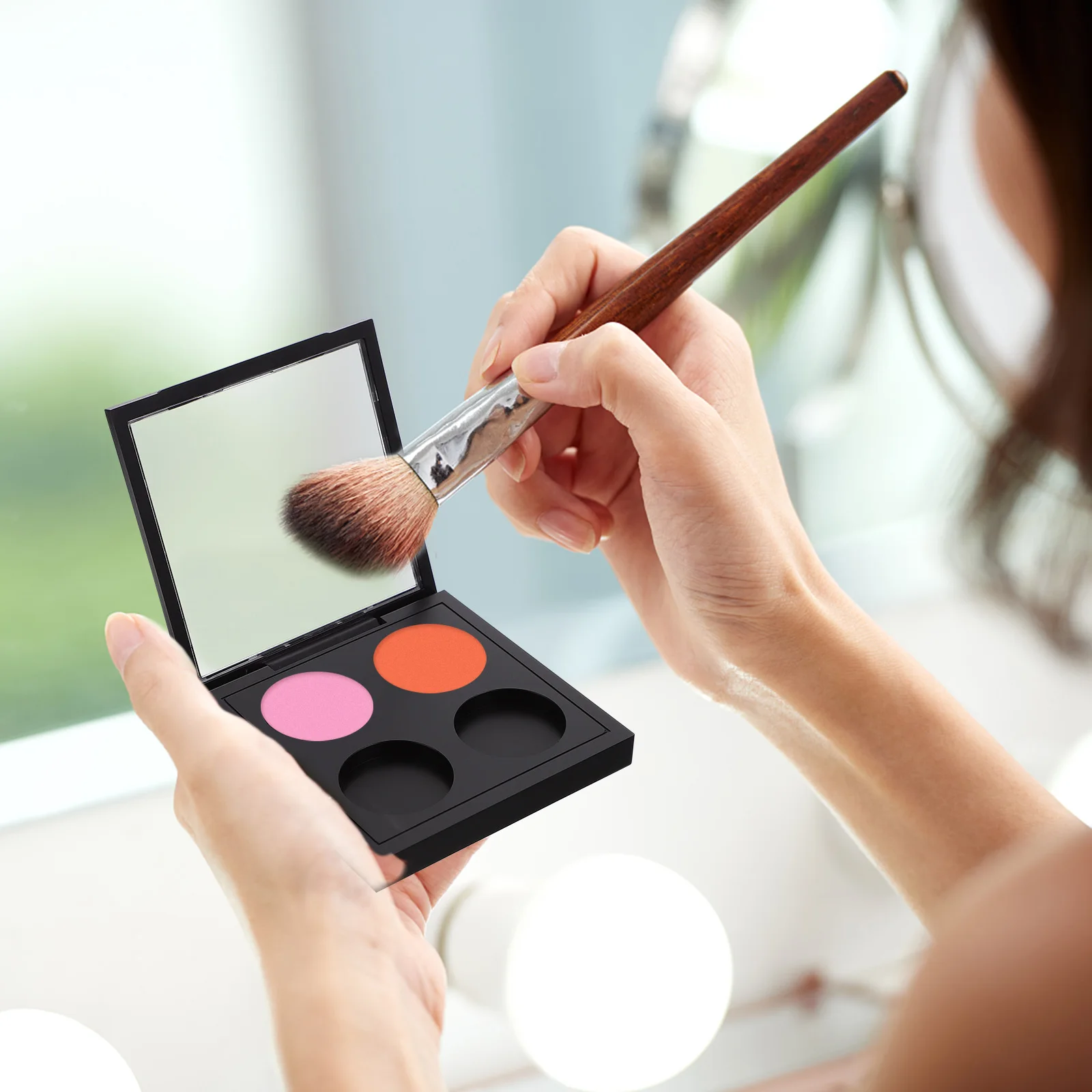 

5Pcs Eyeshadow Holder Four-Color Empty Palette Transparent Cover Compact Makeup Storage Boxes Durable Portable Case