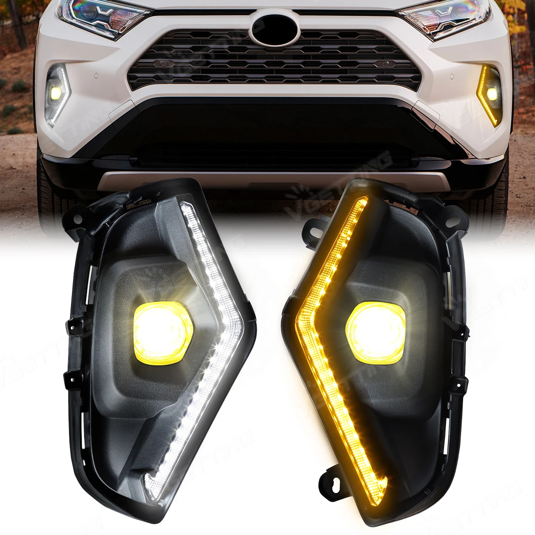 

LED Daytime Running Light Assembly For Toyota RAV4 2019 2020 2021 2022 2023 2024 2025 Fog Lamp Turn Signal Lamp Car Accessories
