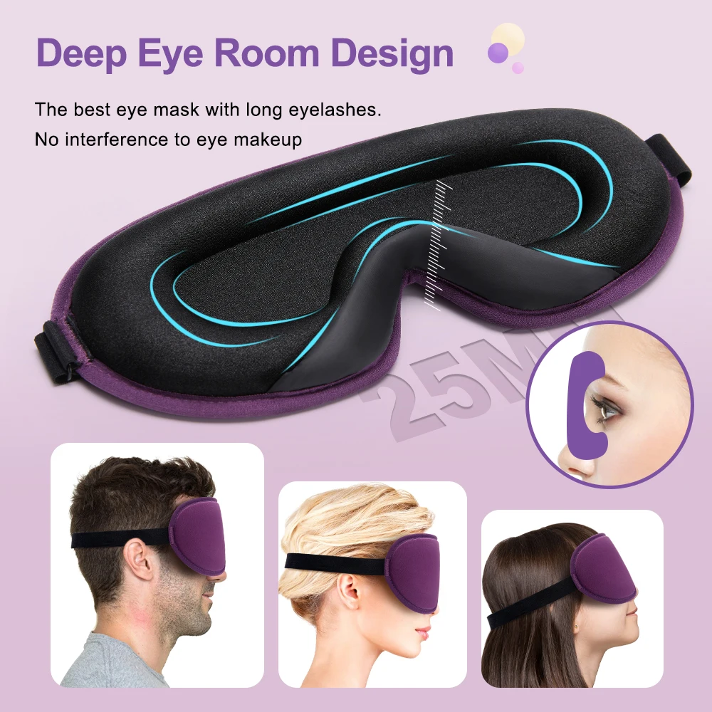 Maschera per dormire in seta con Memory Foam 3D toppe per gli occhi morbide maschera per il sonno traspirante Eyeshade Blindfold Travel Cover