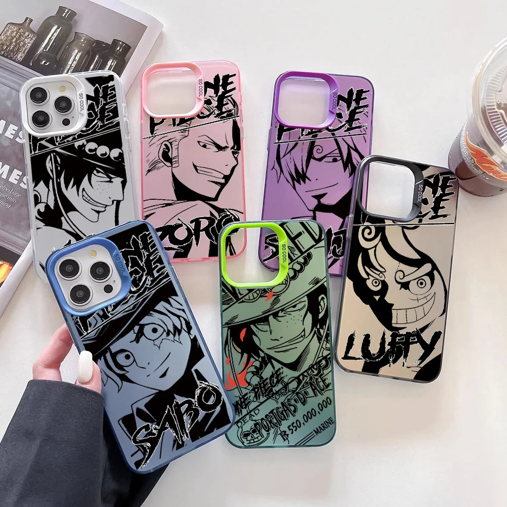 Anime One Pieces Luffy Zoro Phone Case For iPhone 16 15 14 13 12 11 Pro Max X XR XSMAX 8 7 Plus Candy Matte Shockproof Back