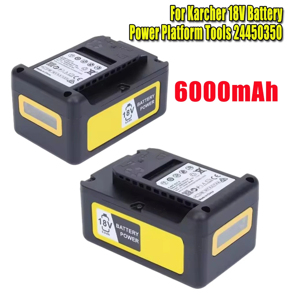 Para Karcher 18V 6.0Ah reemplazo de batería de iones de litio para Karcher 18V herramientas de plataforma eléctrica de batería 24450350 con pantalla LCD