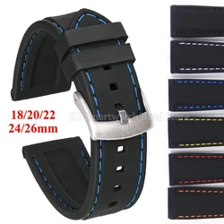 Correa de silicona para hombre y mujer, accesorio de repuesto Universal para reloj deportivo, 18mm, 20mm, 22mm, 24mm y 26mm