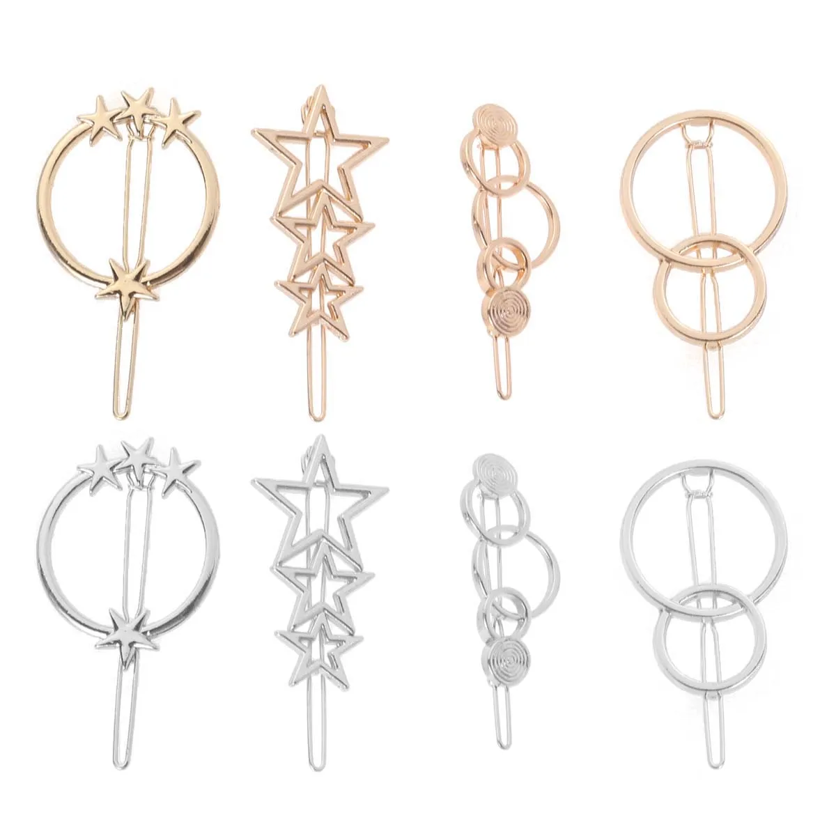 

8Pcs Metal Hairpin Stylish Geometric Clips Women Accessories Bobby Pins Hair Clip Set Daily Party Wedding Gifts
