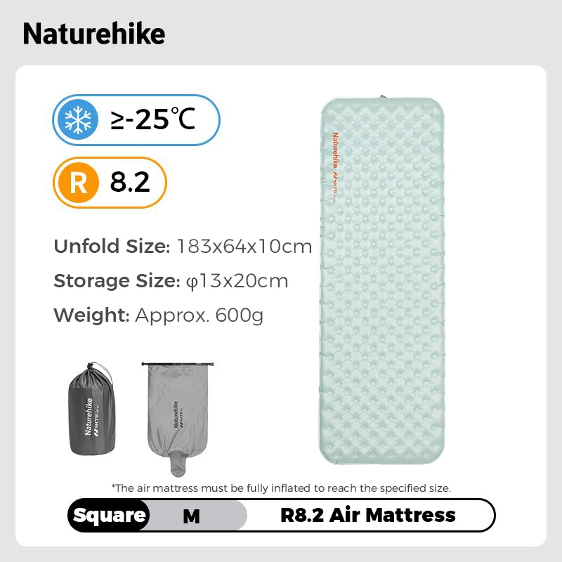 Naturehike Campingmatte 3,5/4,6/5,8/8,8 Hoher R-Wert Ultraleichte Warme Aufblasbare Matratze Outdoor Tragbare Faltbare Aufblasbare Matten