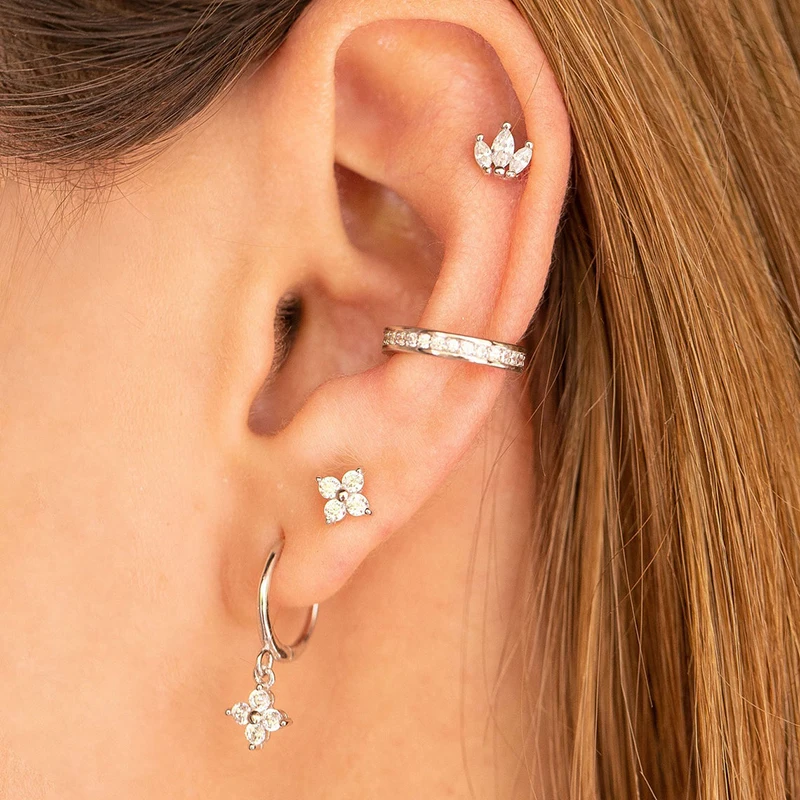 Ohrnadel aus 925er-Sterlingsilber, modische Creolen, weißer Kristall, luxuriöse Damen-Silberohrringe, Hochzeit, Damenschmuck, Geschenk – Detail 10