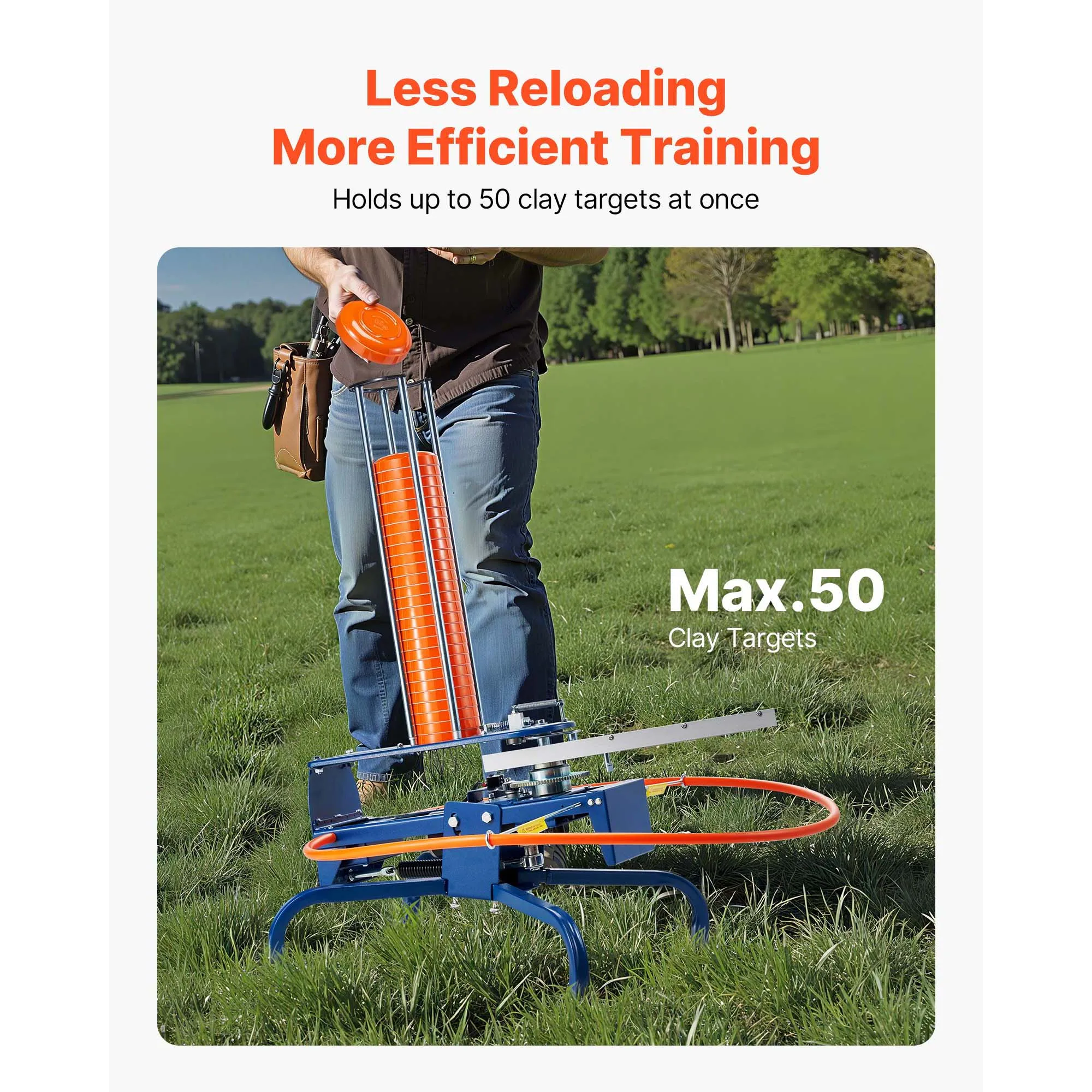 VEVOR Clay Target Thrower Max 50 Clays Pigeon Thrower with Adjustable Angle and Foot Pedal for Clays Throwing Shooting Sports