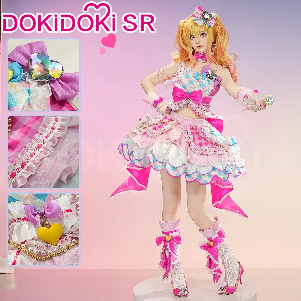 ¡Disfraz de Nijino Yume Cosplay Anime Aikatsu Stars! DokiDoki-SR Vestido rosa lindo para mujer Disfraz de Navidad Nijino Yume Peluca de cosplay