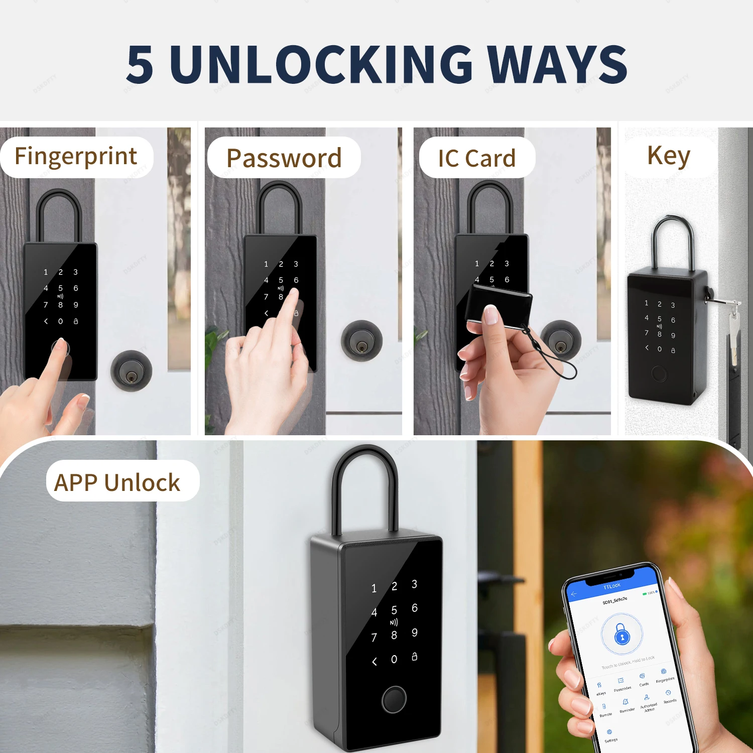 Waterproof Key Safe Box Smart Fingerprint Storage Secret Key Safety Box Tuya or TTlock App Bluetooth to WiFi Hub Unlock Padlock