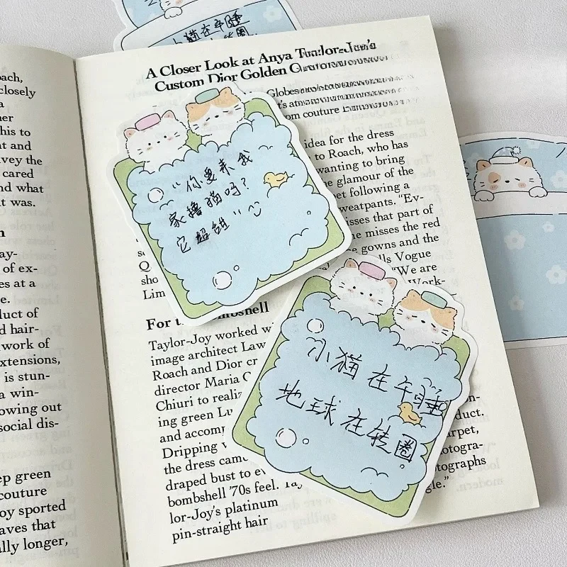 Cloud Diary Cute Cat Illustration Sticky Notes Irregular Shaped Multi - Function Memo Pad Reusable Memo Notes For School Office