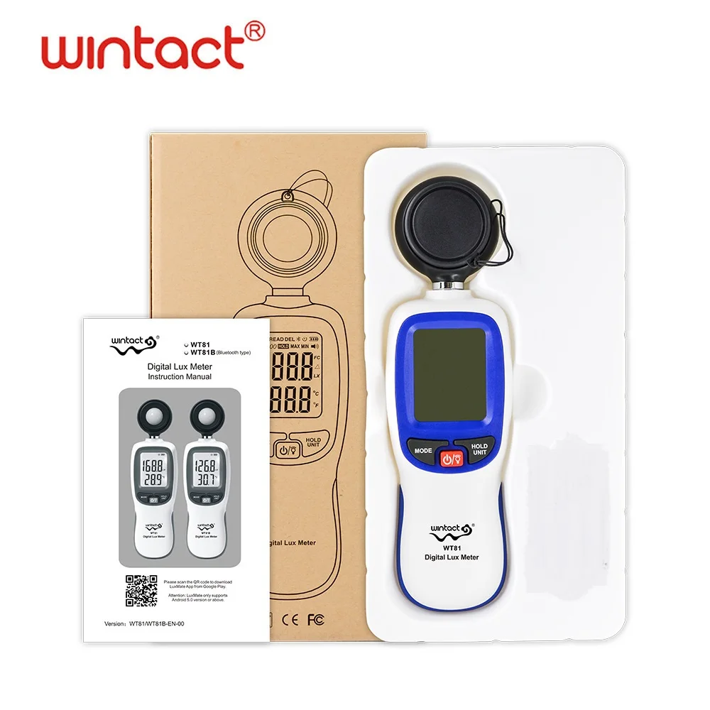 Wintact Digital Luxmeter Accuracy Professional Light Intensity Meter Thermometer Illuminator 0-20000 Lux Illuminometer Data Hold