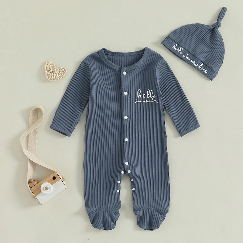 Newborn Baby Boy Girl Clothes Hi I\'m New Here Coming Home From Hospital Outfits Gender Neutral Romper