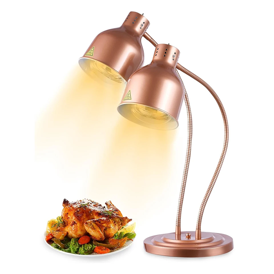 DW2C Commercial Food Heat Lamp with Rapid-Heating Bulbs: Steady Heating for Catering & Buffet Parties Electric Warmer