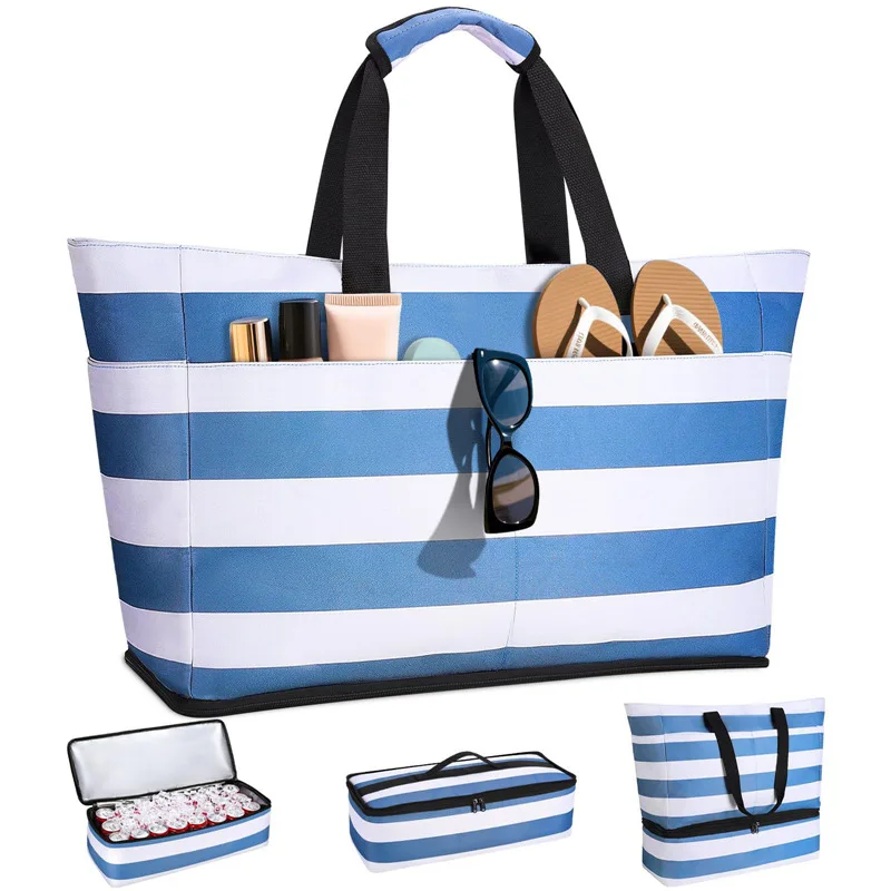 

Insulated Lunch Cooler Bag Leakproof Waterproof Large Capacity Double Layer Picnic Beach Camping Food Storage Lunch Bag