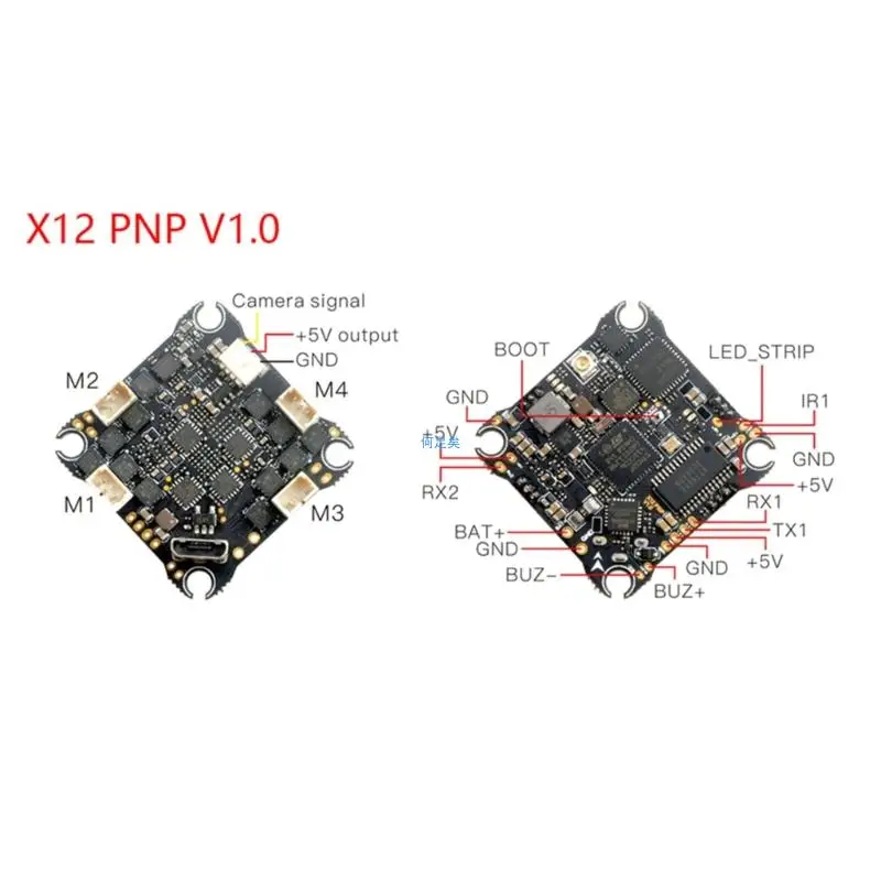 

HappyModel X12 5 in1 1-2S Integrated Flight Controller Built-in Receiver 12A OPENVTX for FPV Toothpick Drones Good