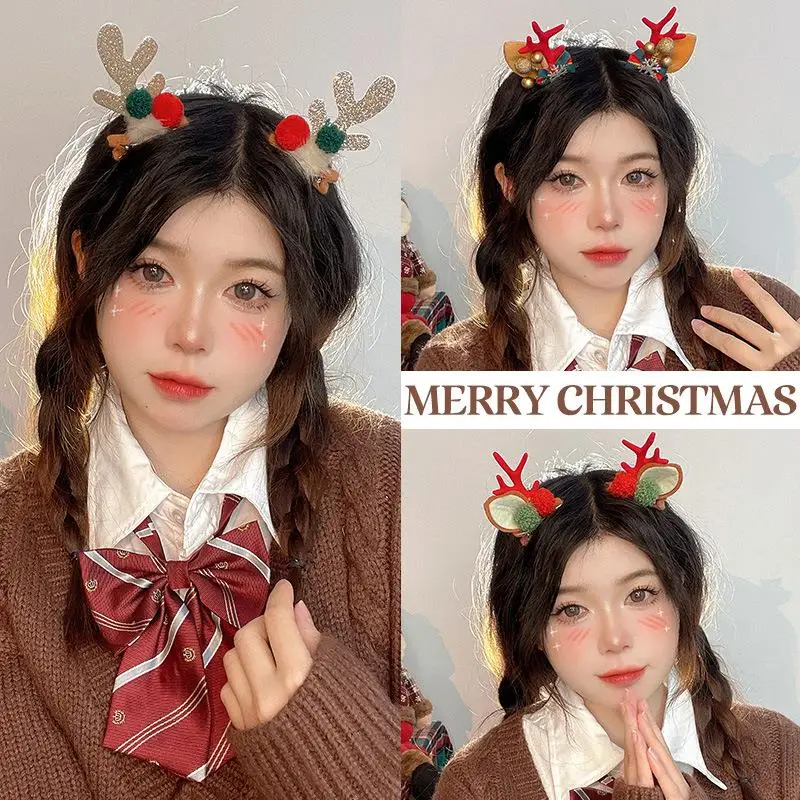 2 Pz/set Carino Corna Di Natale Clip di Capelli Alce Babbo Natale Tornante Ornamenti Di Natale Buon Natale Decor Regalo Per Le Ragazze Accessori Per Capelli