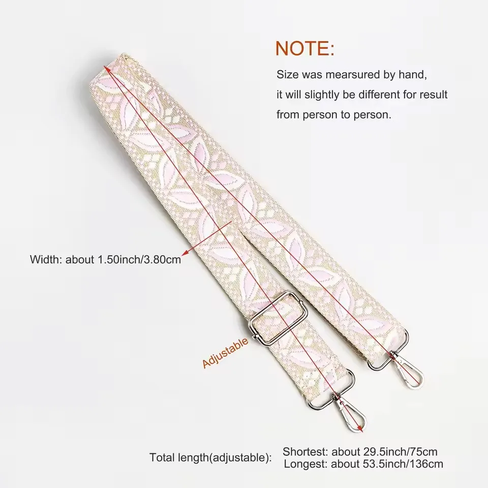 1 Stück 1,50 Zoll breiter, verstellbarer Handtaschenriemen, Ersatz-Umhängegurt, Schultergurt mit Magnolienmuster, Jacquard-Riemen – Detail 5