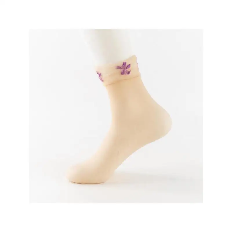 100 Pair  Women Short Socks Wholesale Price Small Flower Silk Summer Loosen Ultra Thin Wide Mouth Breathable Anti Snagging Tube