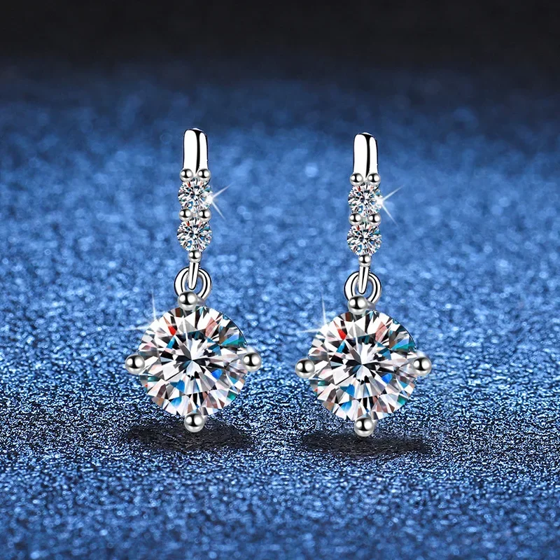 

Solid 14K White Gold AU585 Platinum PT950 Earrings moissanite studs female earrings