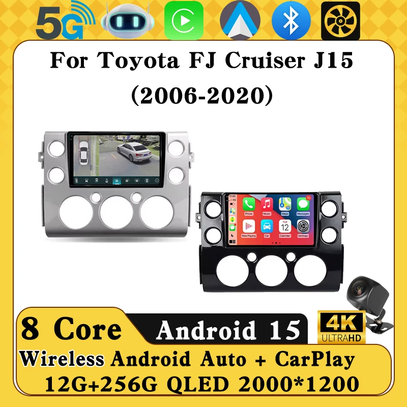 12.3 بوصة أندرويد 13 لتويوتا FJ كروزر J15 2006 - 2020 وحدة رئيس الكل في واحد راديو السيارة الوسائط المتعددة الملاحة QLED العالمي #1