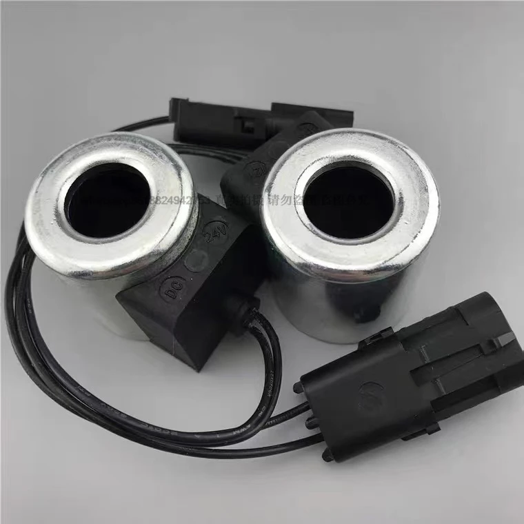 Excavator for Lonking 85 Solenoid Valve Coil Pilot Safety Lock for Yuchai 65/75-8 Pengpu 60 Internal Diameter 18mm, Height 40mm