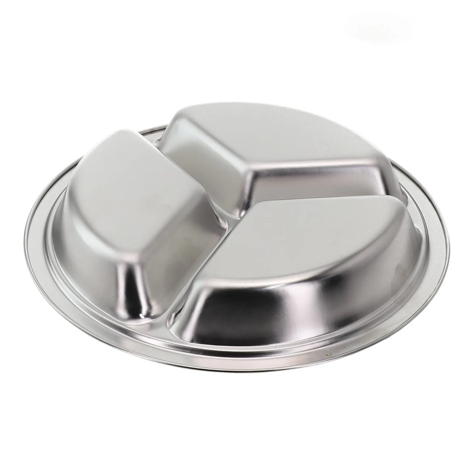 Stainless Steel Dinner Plate 3 Sections Round Divided Dish Kids Fruit Snack Tray Baby Bowls Kitchen Tableware Dia 22 /24 /26cm