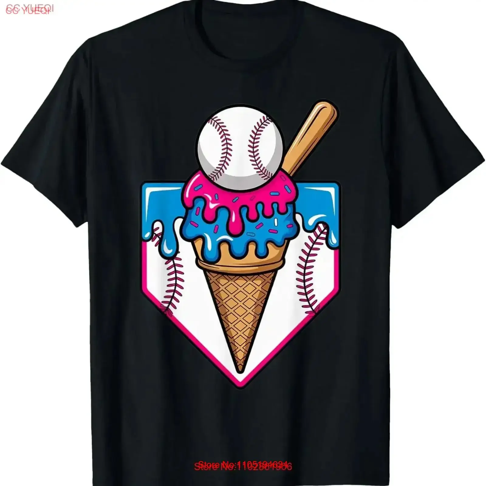 

Baseball Ice Cream Dripping Home Plate Drip T Shirt vintage Washed Casual Slightly Top For Everyday Wear Soft designer clothes