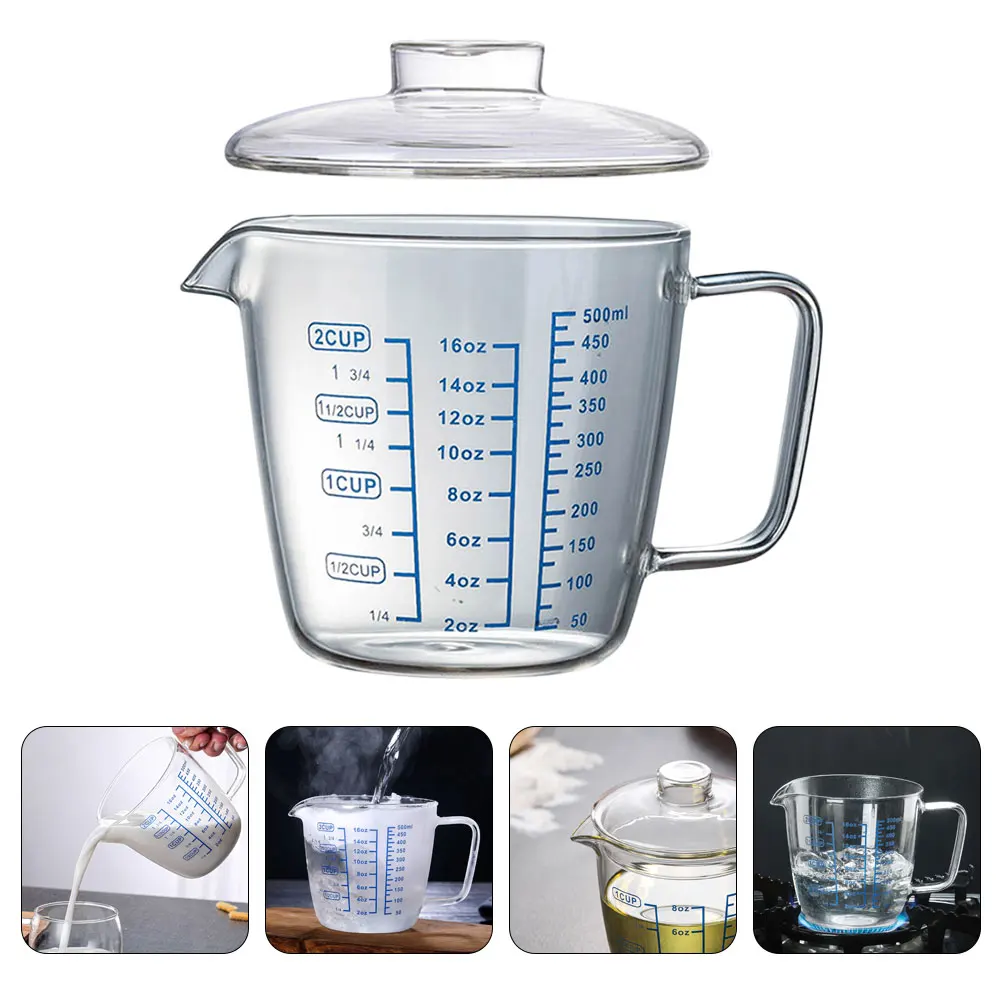 

1Pcs Heat Resistant Measuring Cup Glass Graduated Kitchen Baking Tool Transparent Liquid Measure Container for Juice Oil Cream