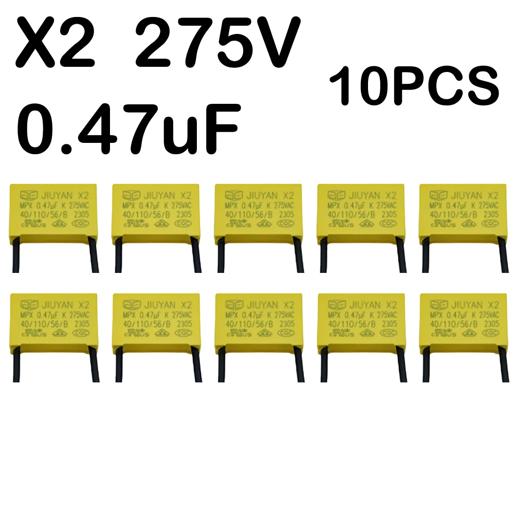 0.47uF 275v capacitor x2 275VAC X2 Safety capacitor 275V Housing Flexible wire safety capacitor 2/4/520PCS