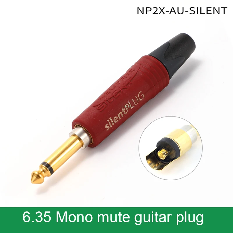 NP2X-AU-SILENT 6.35 profesjonalna gitara adaptery wtyczka Jack Audio z prostym zakrętem 2 podstawowe złącze gitarowe 1/4 Mono wyciszające