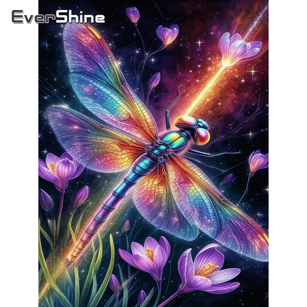 Evershine Voll-Diamant-Mosaik Libellen-Bild Strass-Gemälde Tier DIY Bastelset Stickerei Blumen Heimdekoration