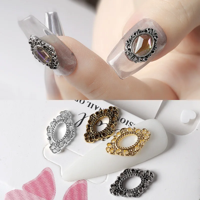 10pcs/Bag Alloy Vintage Frame Jewelry Nail Enhancement Retro Style Nail Charms Supplies Diy Long Nail Phone Case Computer Decor