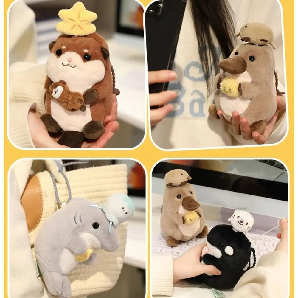 

Boys Girls Sea Animal Otter Seal Stuffed Animal Marine Organism Shark Platypus Toys Cartoon Rotatable Stuffed Otter Children