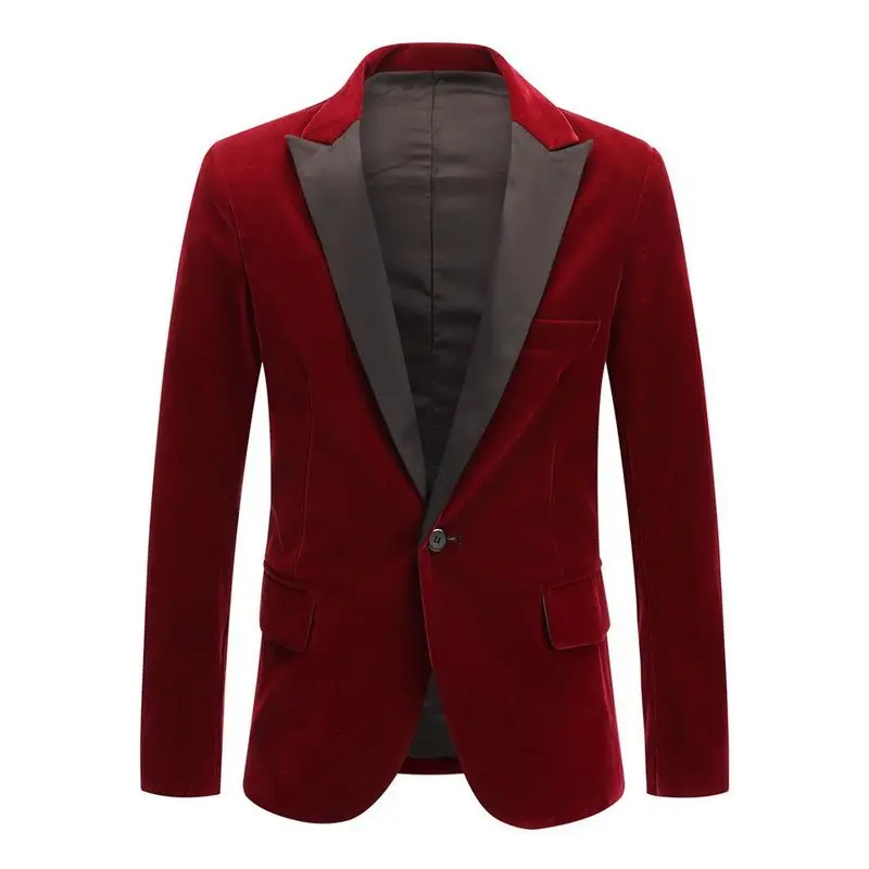 

Men's Casual Velvet Jaet Wedding om Singer's Suit Double Breasted Regular Thin Seven Sve Long Single Button