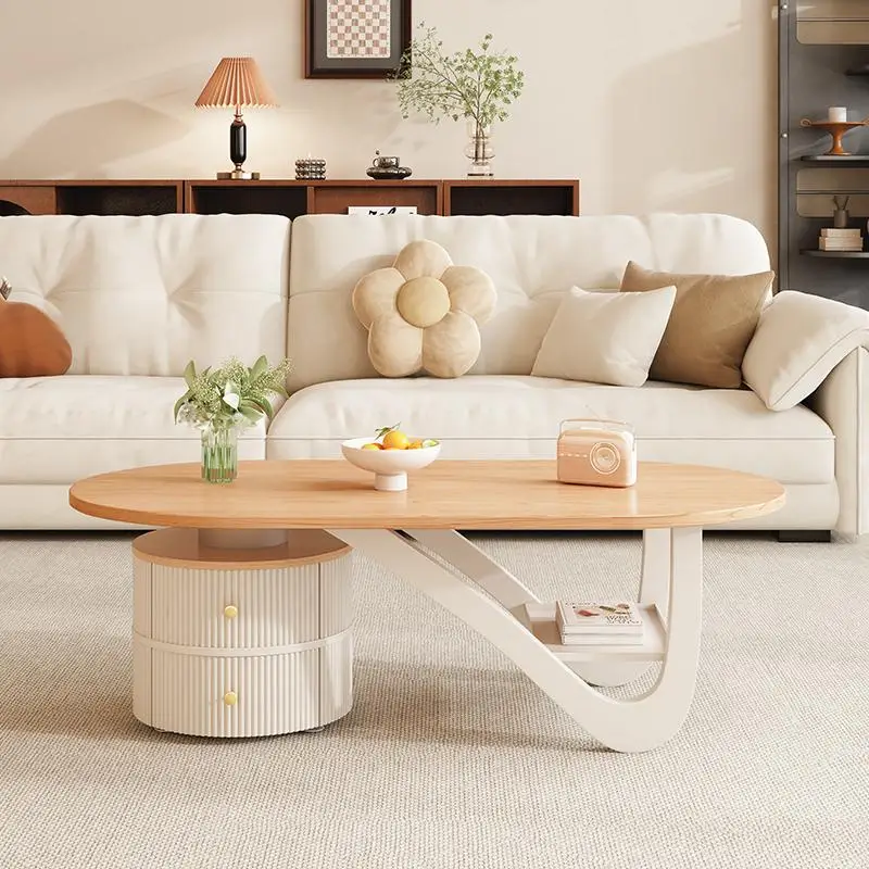 Round Nordic Coffee Table Living Room Modern Decoration Bedroom Coffee Table Storage Aesthetic