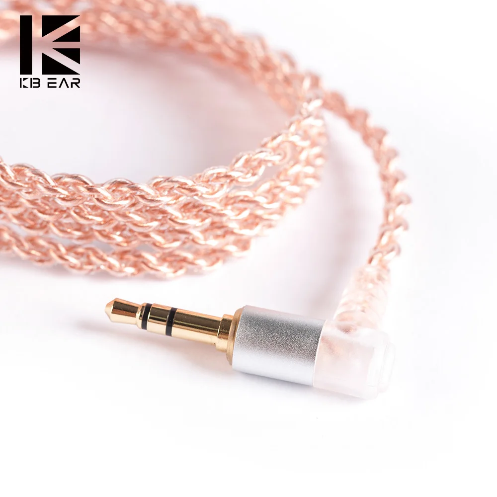 Keephifi KBEAR 4 Core Copper Cable With Mic 2Pin/QDC/TFZ/MMCX 3.5mm Connector for KBEAR KS2 Lark TRI Starsea IEM HiFi Earphone