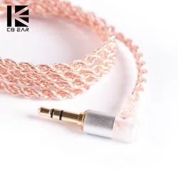 Keephifi-Cable de cobre KBEAR de 4 núcleos con micrófono, Conector de 2 pines/QDC/TFZ/MMCX de 3,5mm para auriculares KBEAR KS2 Lark TRI Starsea IEM HiFi