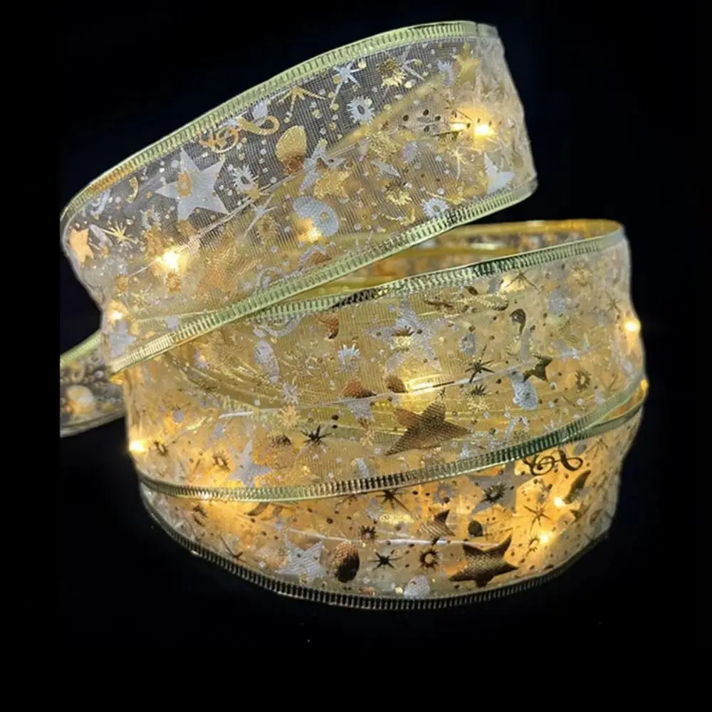 5/10 متر عيد الميلاد الشريط سلسلة ضوء DIY بها بنفسك الدانتيل الانحناء الشريط أضواء الحلي 50/100LED الدافئة الأبيض عيد الميلاد الديكور ضوء #1