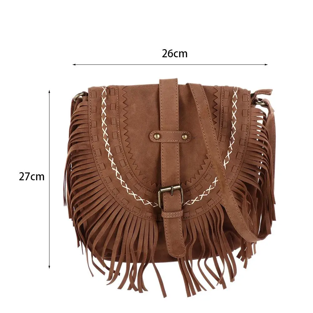 Purse Classic Fringe Suede Saddle Bag Ethnic Style Messenger Bag Women Crossbody Bag Female Handbag Tassel Bag Shoulder Bag