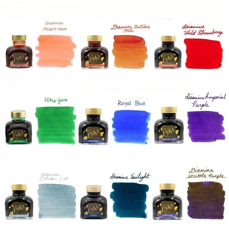 DIAMINE Fountain Pen Ink 80ml Wild Strawberry Red Dye Based Non Carbon Color Ink for Journal Hand Writing Drawing Stationery Ink