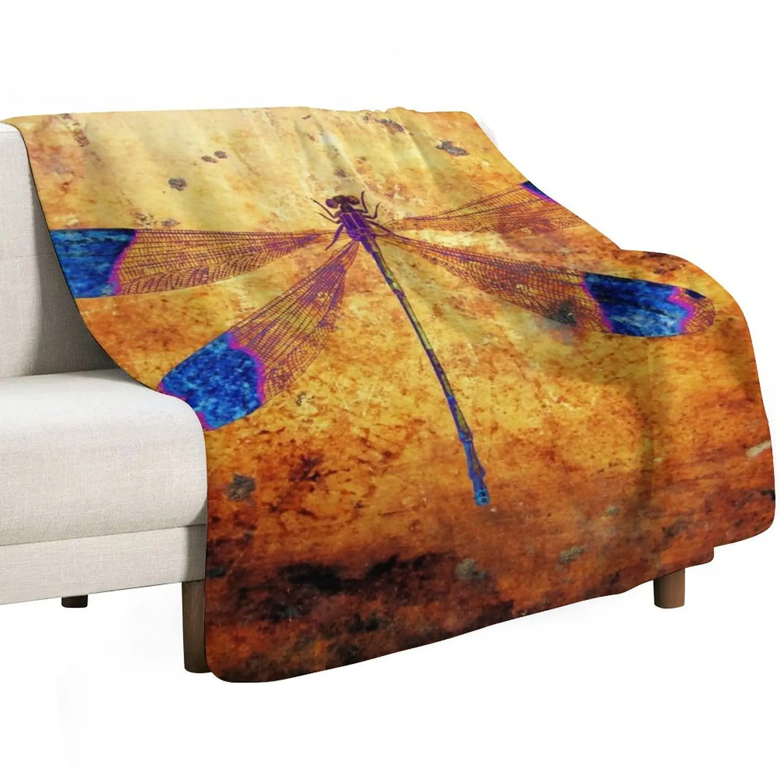 Dragonfly in Amber Throw Blanket Soft Plaid Luxury Furry Kid'S funny gift cosplay anime Blankets