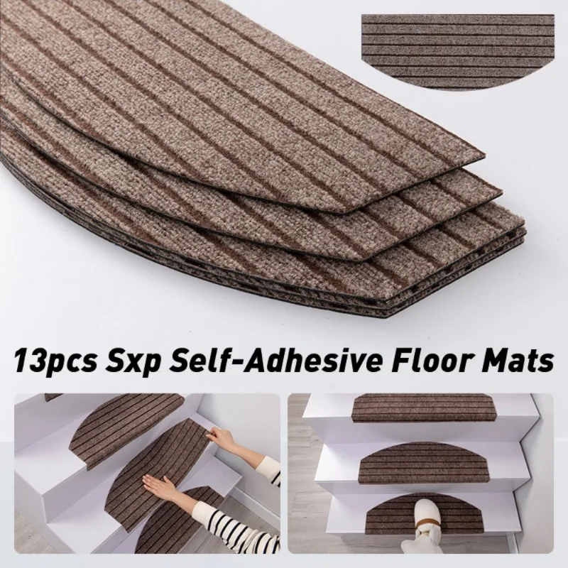 13Piece Set Semi-Circular Self-Adhesive Stair Mats for Household Floor Mats Commercial Stair Mats Non-Slip Anti-Fall 4mm Thicken