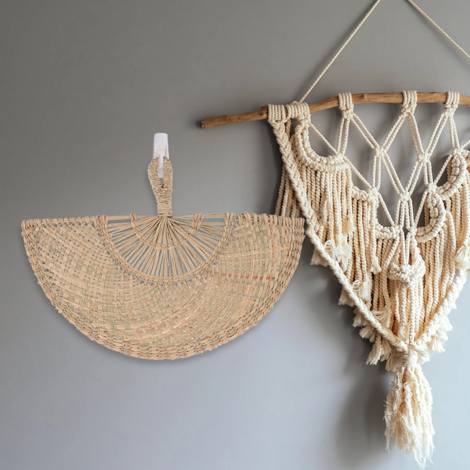 

Handmade Straw Fan Chinese Woven Hanging Photo Prop Boho Decor Fans Decorative Weaving