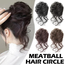 Synthetische Mode chaotisch lockiges Haar Brötchen Gummiband in Haar verlängerung Chignon Hochs teck frisur für Frauen Accessoires Haarteil Abdeckung Haar