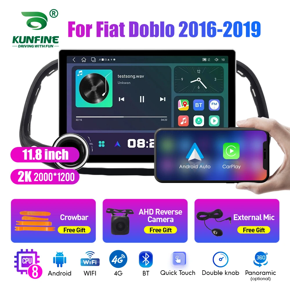 11.8 Inch 2K Double Knobs 2 Din Car Radio For Honda Doblo 2016-2019 Car Radio DVD Multimedia Video Player Android Auto Carplay