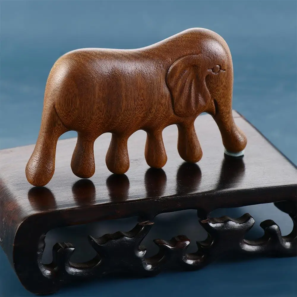 Anti-static Wooden Massage Comb Wooden Scalp Massage Wood Comb Sandal Wood Hair Care Tool Elephant Shaped wide-toothed Comb