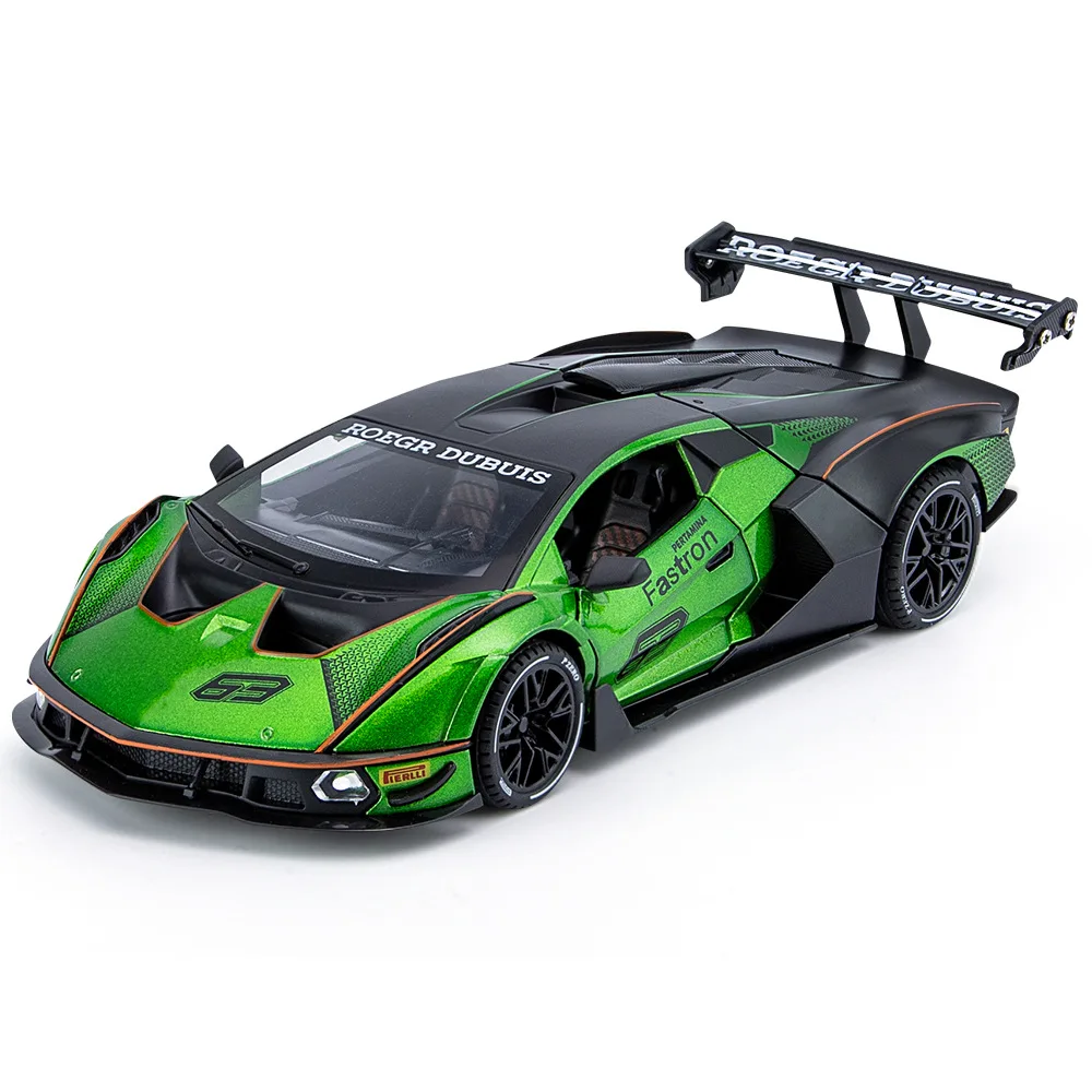 1:24 Scale Model Car Alloy Car Model Scv12 Diecast Car Model with Sound and Light Effects Spring-Loaded Action Scissor Doors