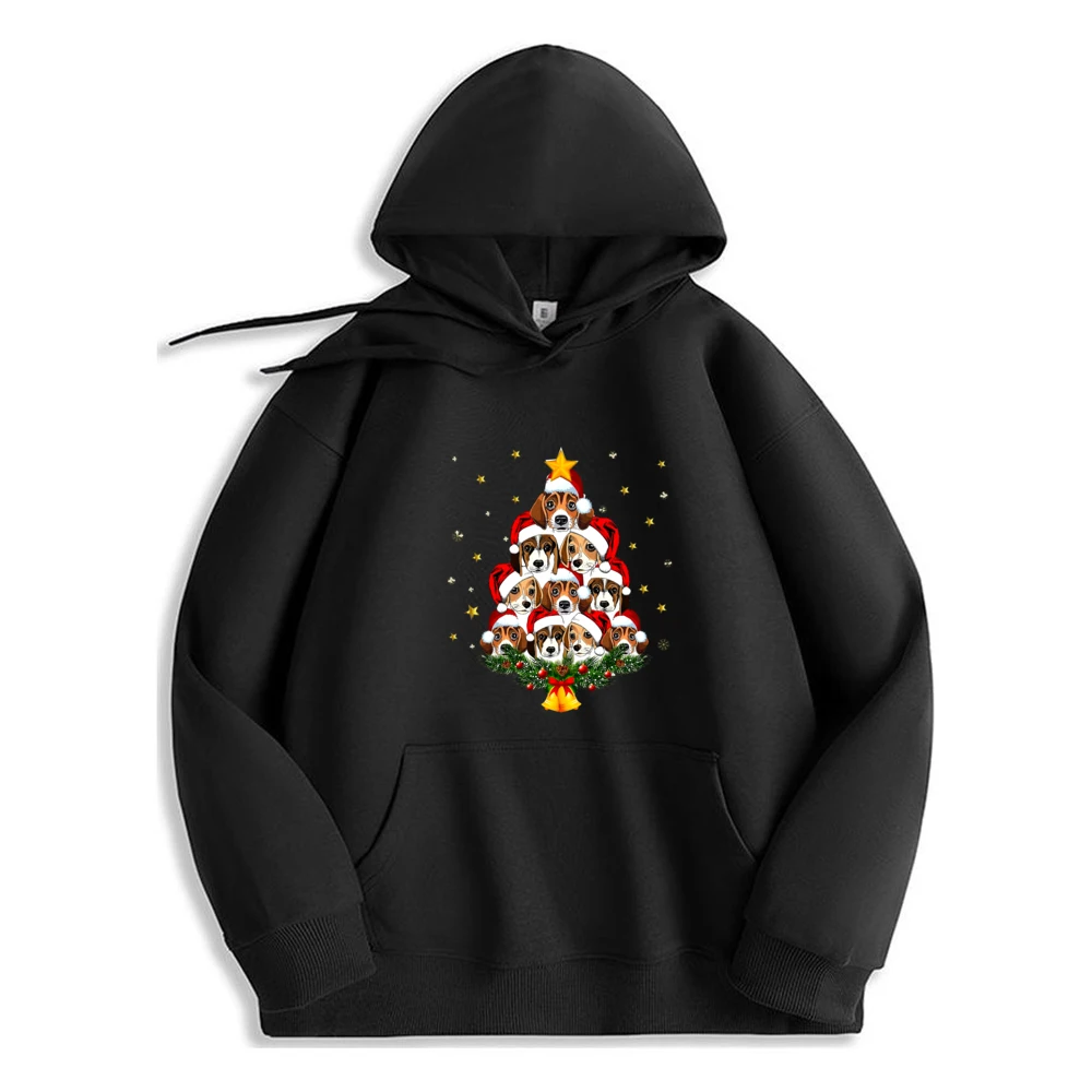 

Beagle Dog Christmas Tree Soft Polyester Fiber Long Sleeve Sweatshirt For Men Luxury Designer Hoodie​​