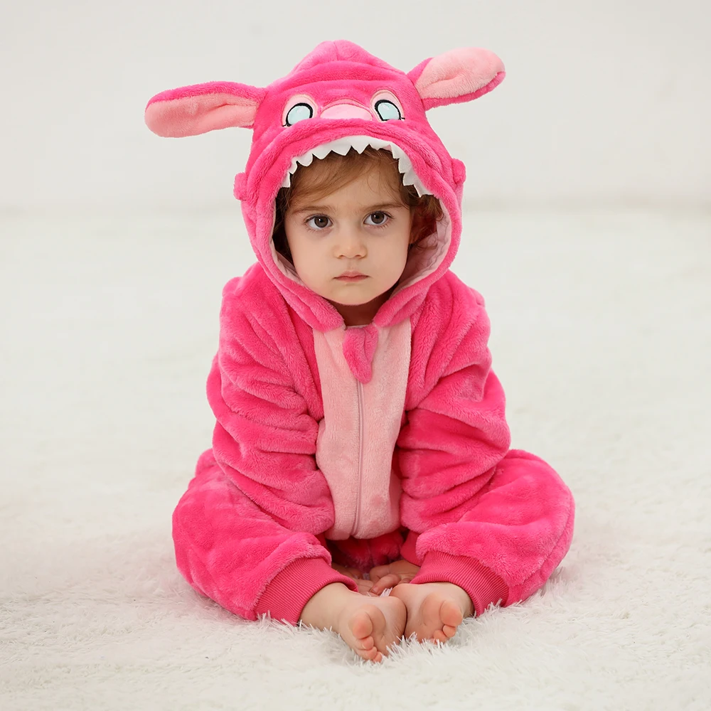 طفل غرزة Kigurumi السروال القصير الشتاء الطفل الحيوان تأثيري ازياء الوليد مقنعين قطعة واحدة Playsuit الاطفال الفانيلا بذلة 0-4T